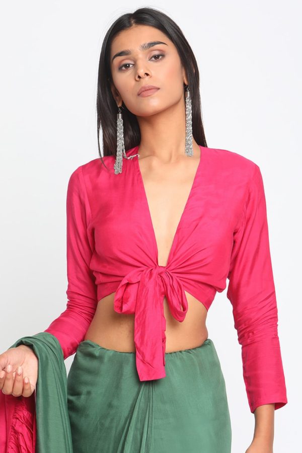 front-tie-up-silk-blouse