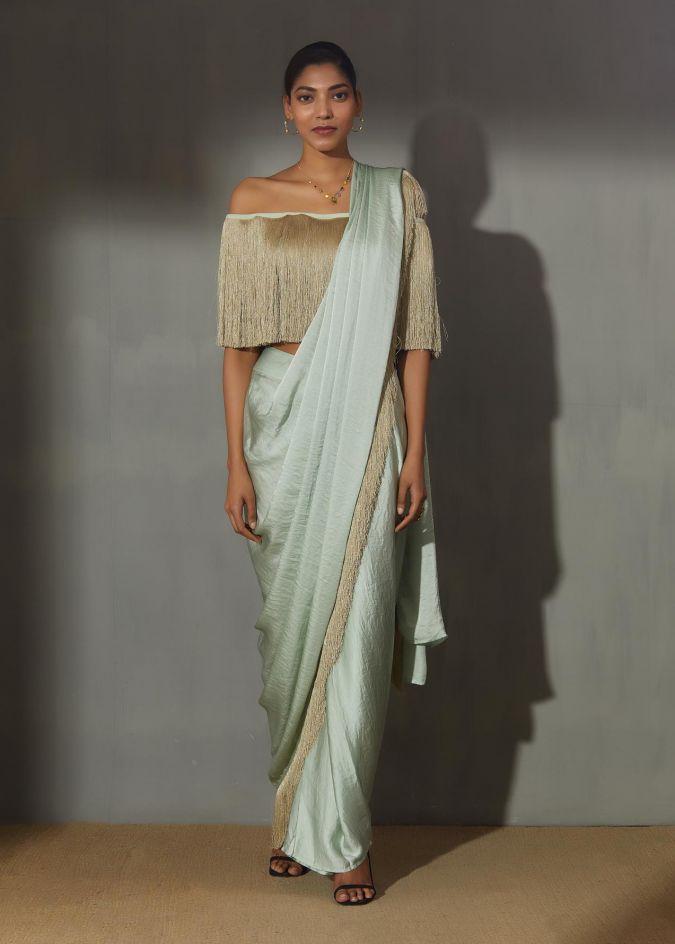 Stylish Fringe Saree