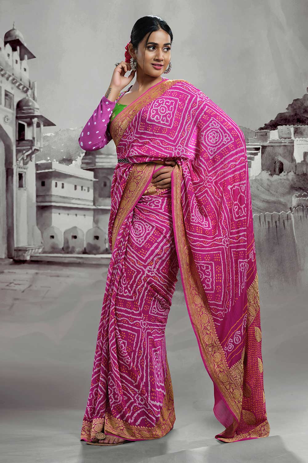 Traditional Bandhani Saree 