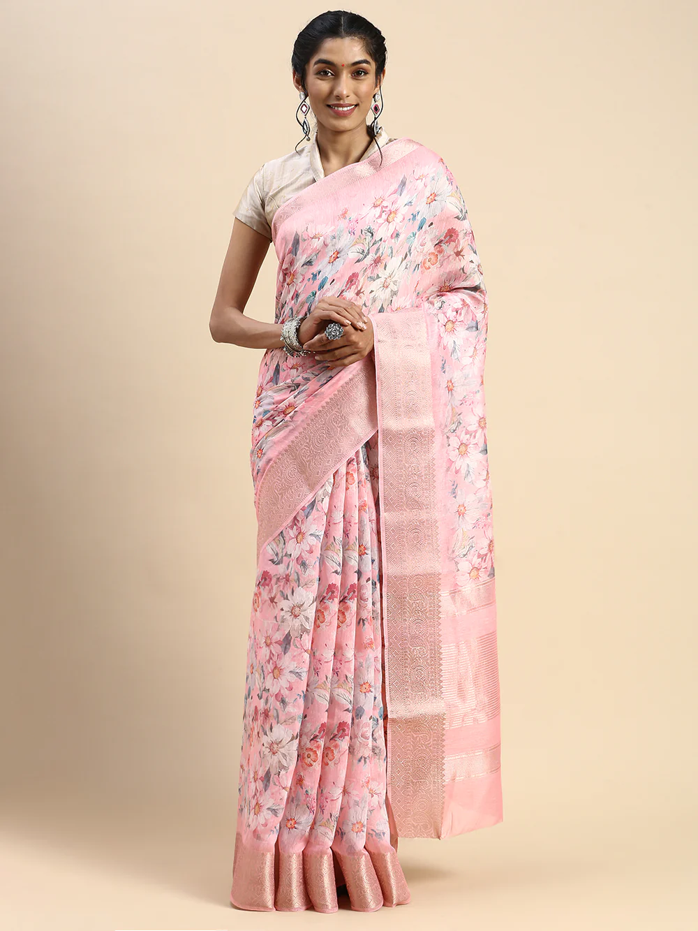 Printed Cotton and Linen Sarees