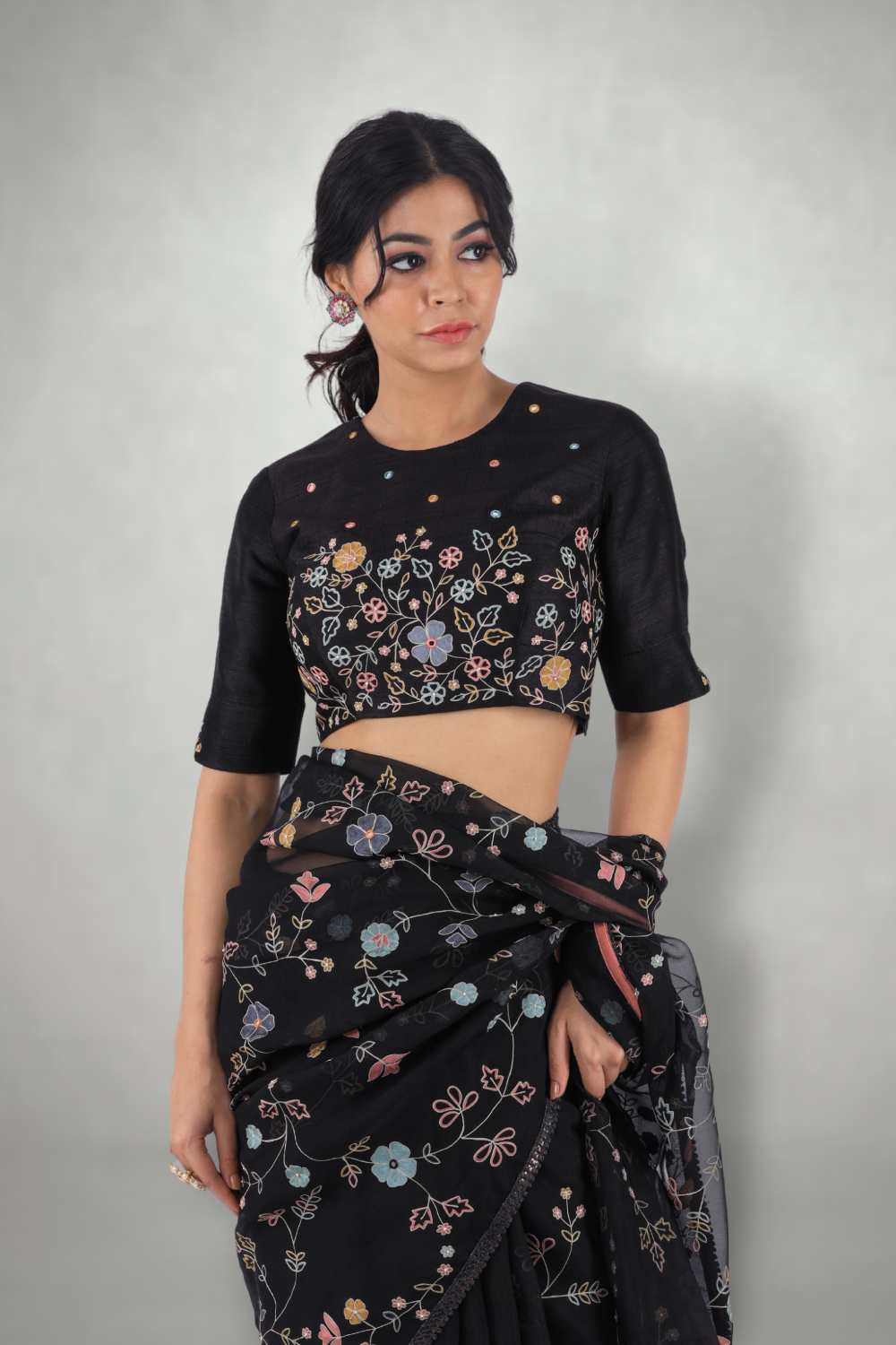 Black Blouse Design With Aari Work