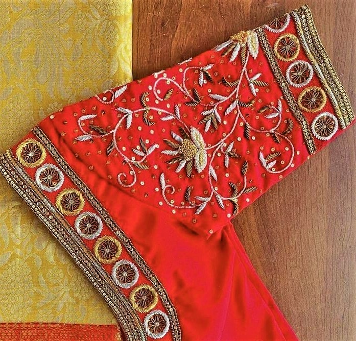 Floral Aari Embroidery Blouse Design