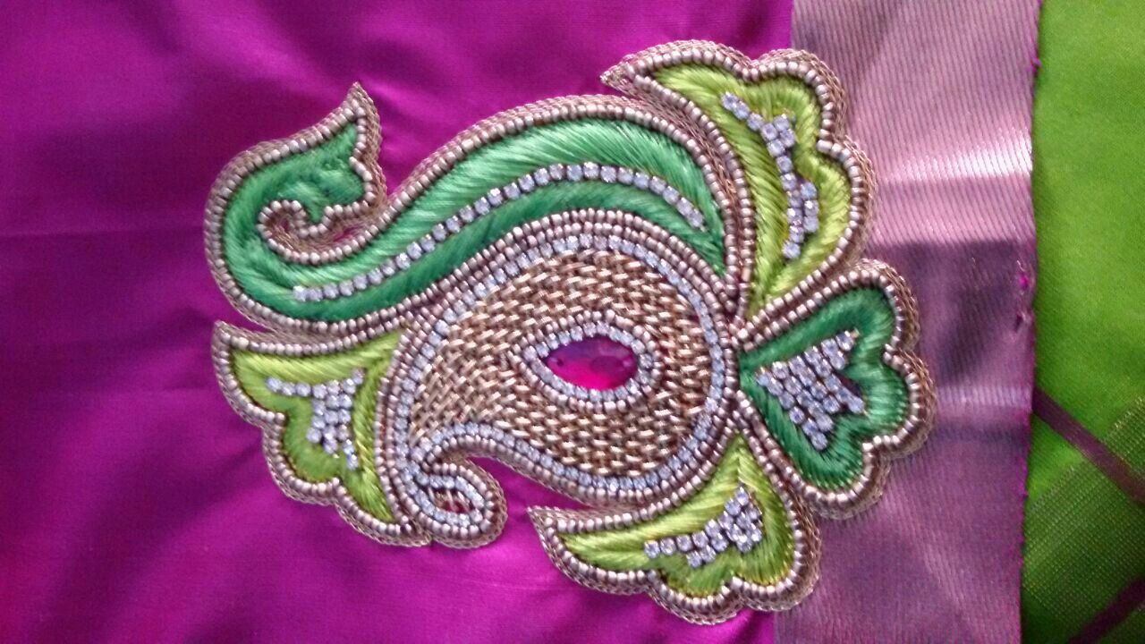 Intricate Mandala Aari Embroidery Blouse Design