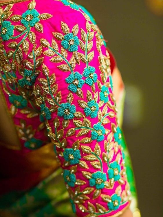 Traditional Buttas Aari Embroidery Blouse