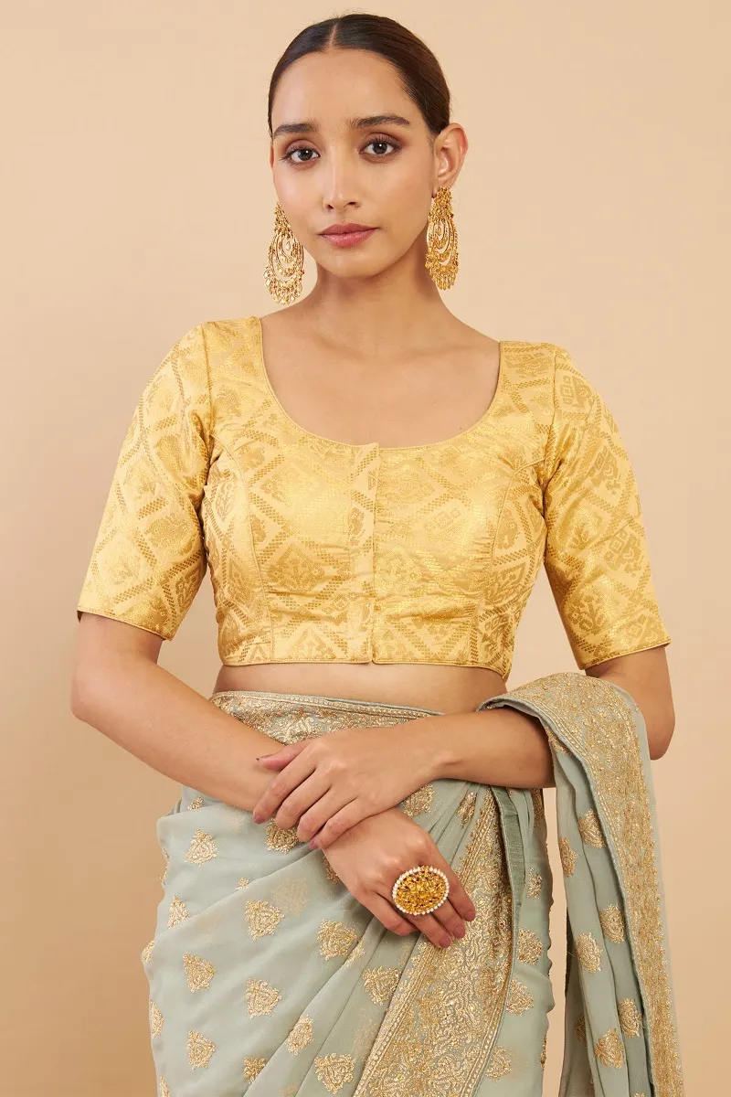 Blouse with Golden Embroidery