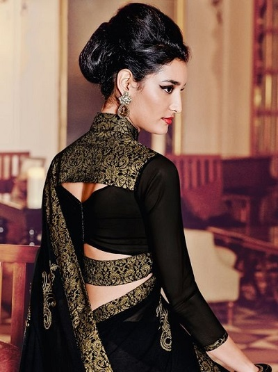 Black Saree Blouse Back Designs