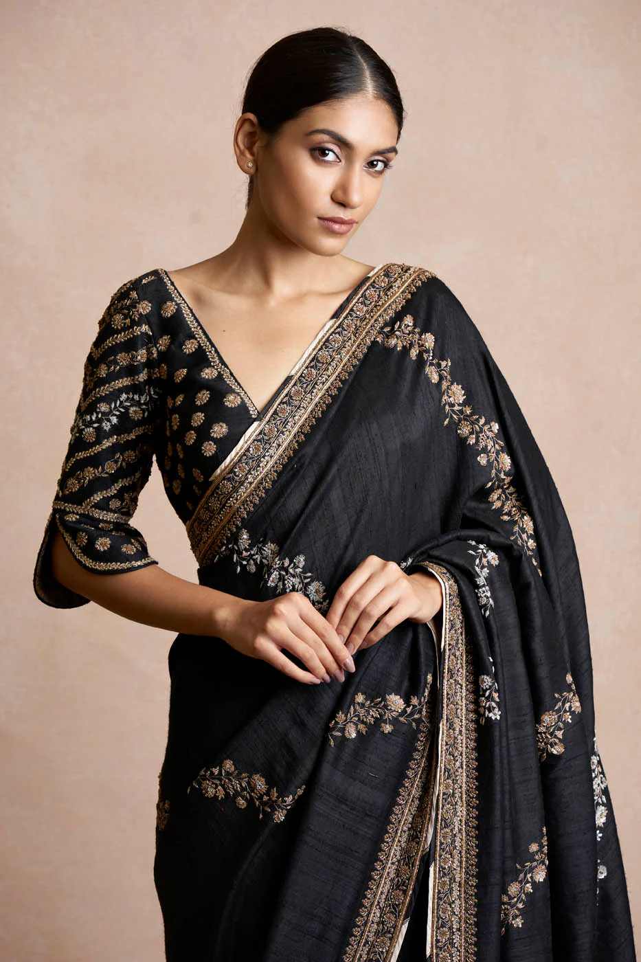 Black Silk Saree Blouse Designs