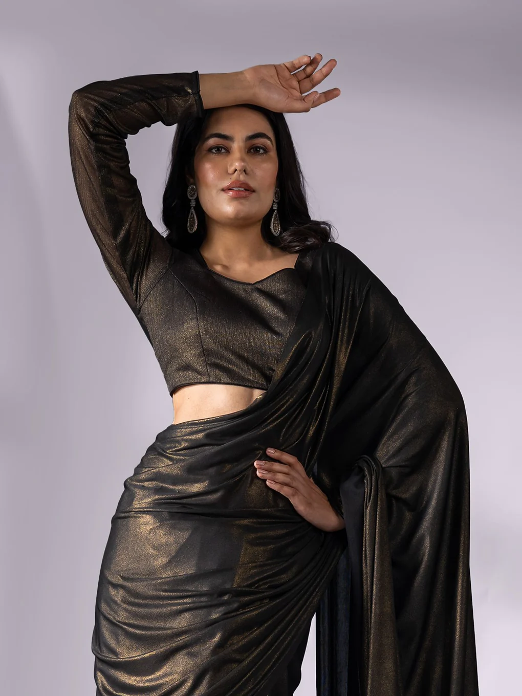 Black Velvet Blouse Designs for Saree