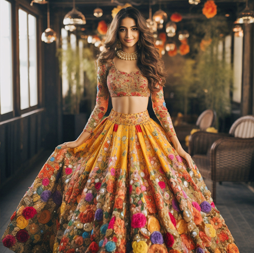  Lehenga Designs For Mehndi 