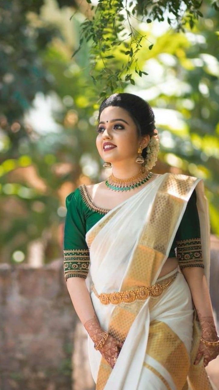 Green Blouses for Kerala Sarees