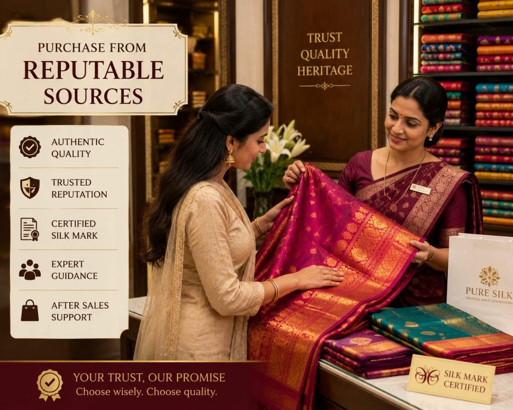 Purchase from Reputable Sources of Kanjivaram Silk Saree