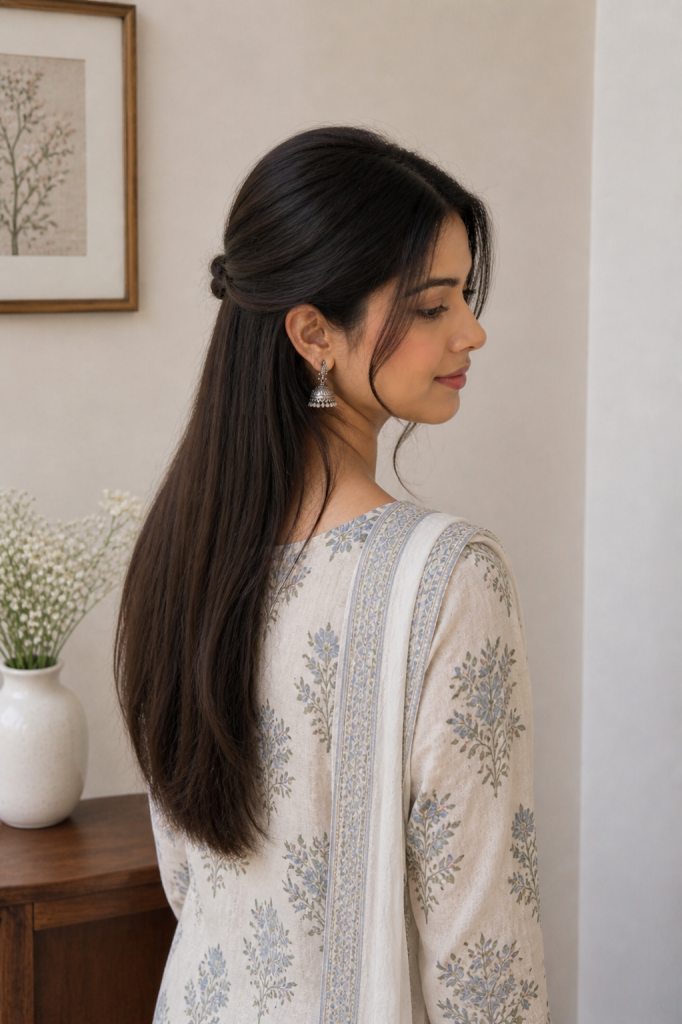Simple Hairstyle for Kurti