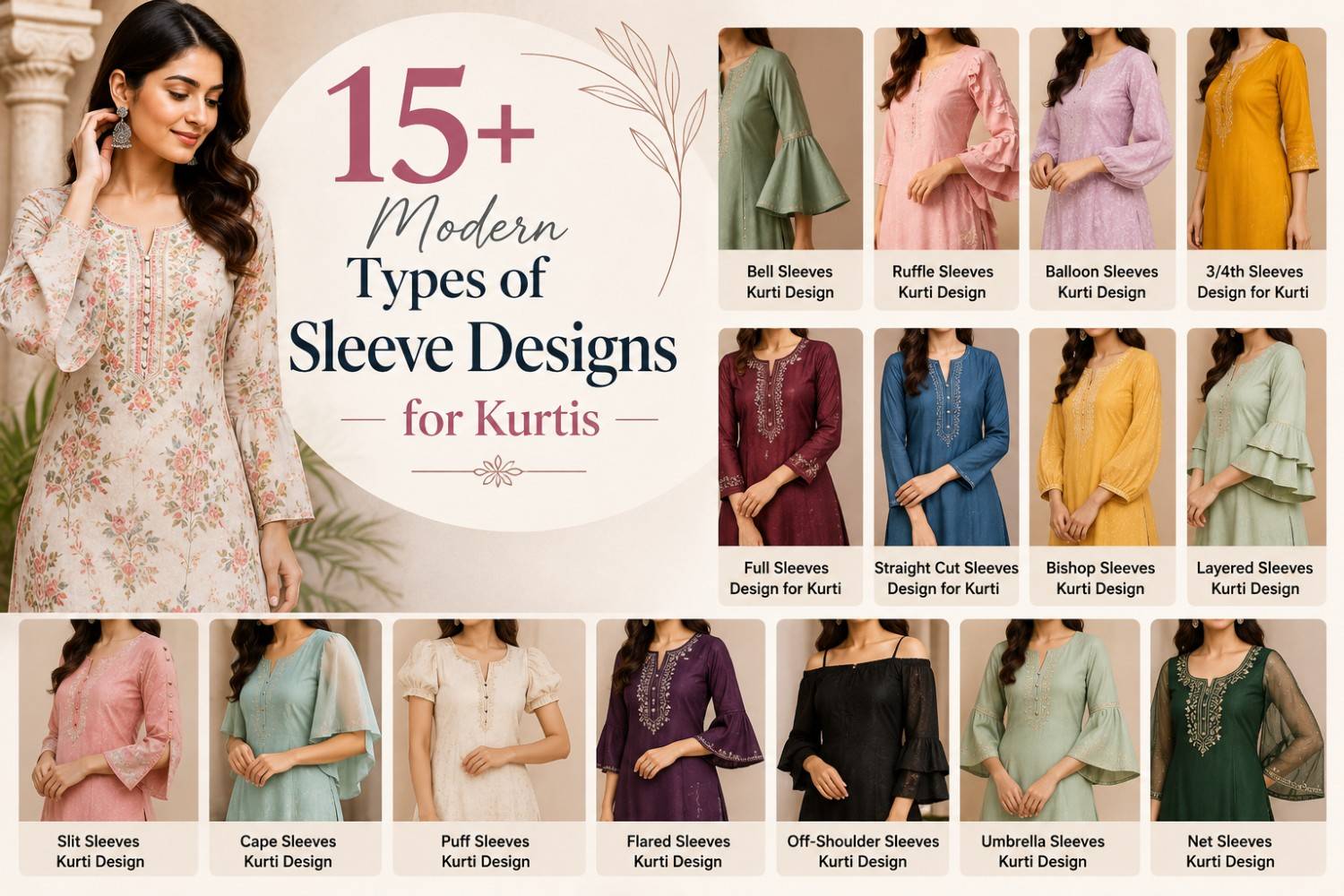 15+ Modern Types of Sleeves Design for Kurti