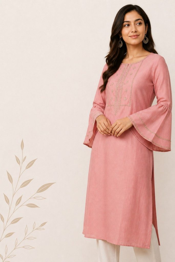 Bell Sleeves Kurti Design
