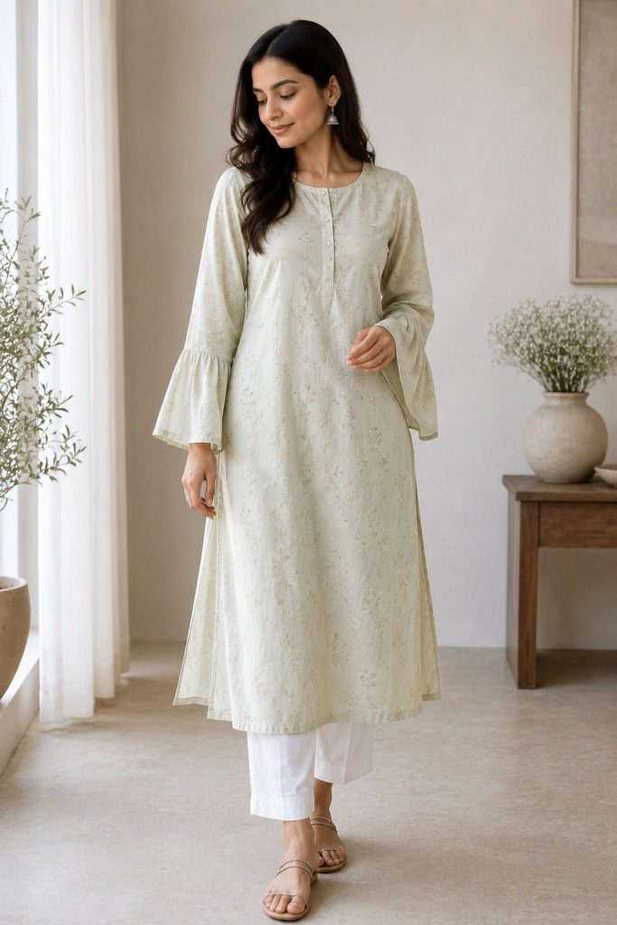 Flared Sleeves Kurti Design