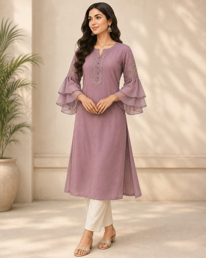 Layered Sleeves Kurti Design