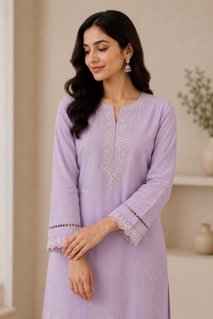 Straight Cut Sleeves Design for Kurti