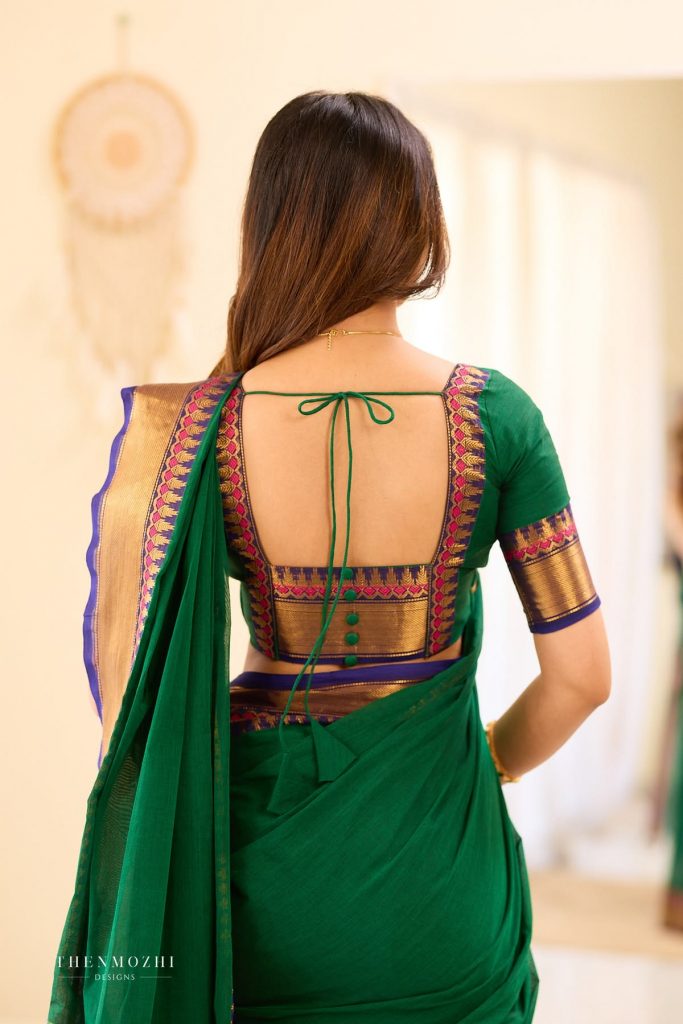 Cotton Handloom Saree Blouse Designs