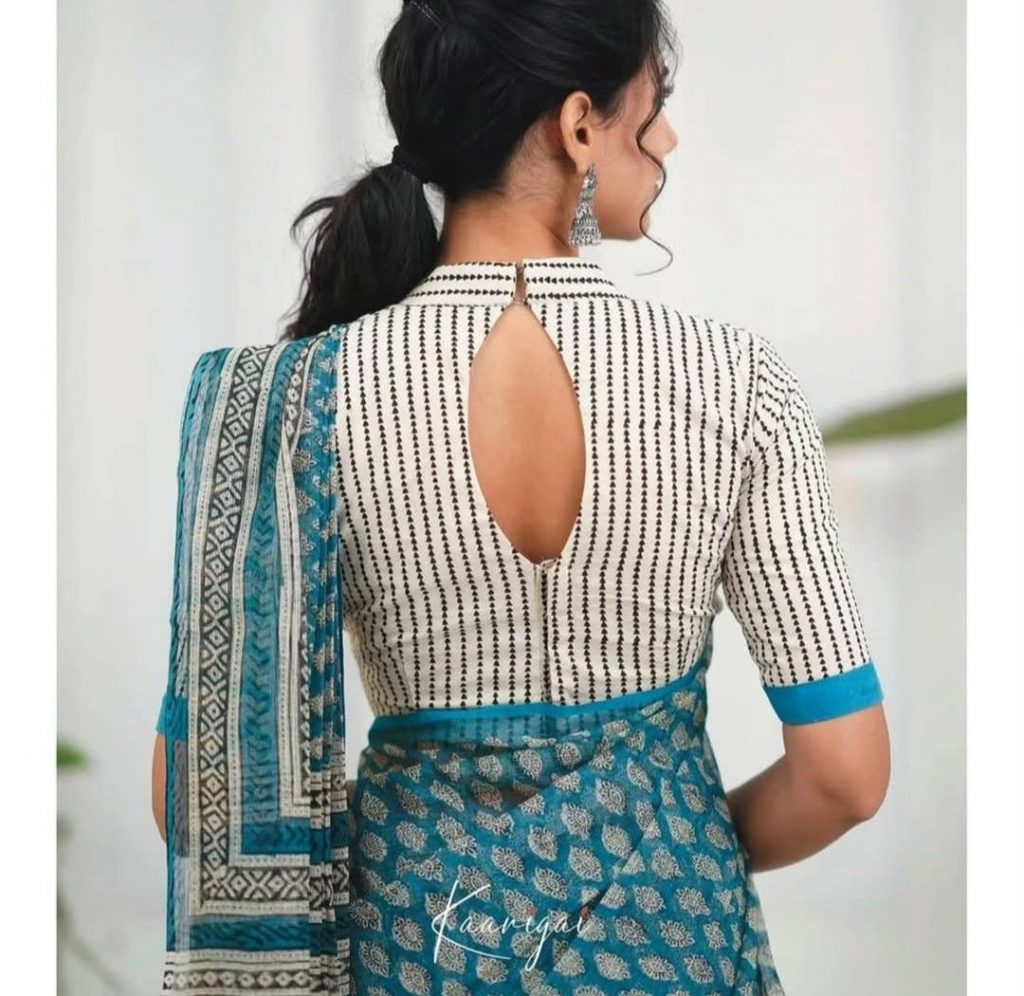 Cotton Saree Blouse Back Neck Designs