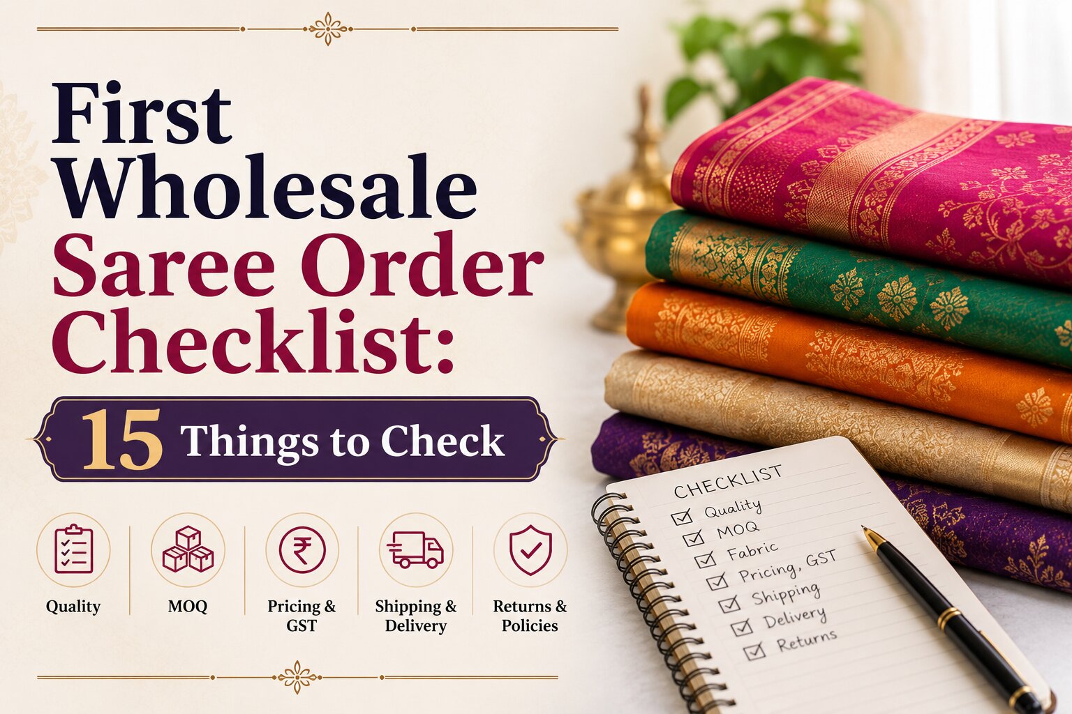 First Wholesale Saree Order Checklist: 15 Things to Check