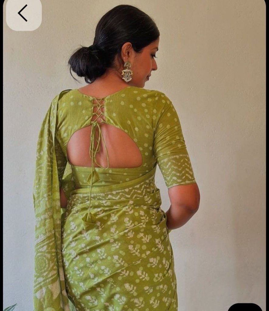 Linen Cotton Saree Blouse Designs