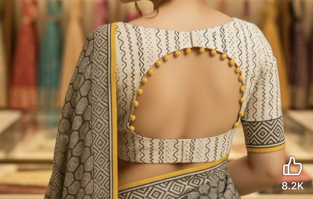 Modern Cotton Saree Blouse Back Neck Designs