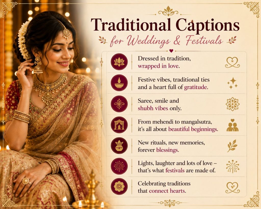Traditional Captions for Weddings and Festivals