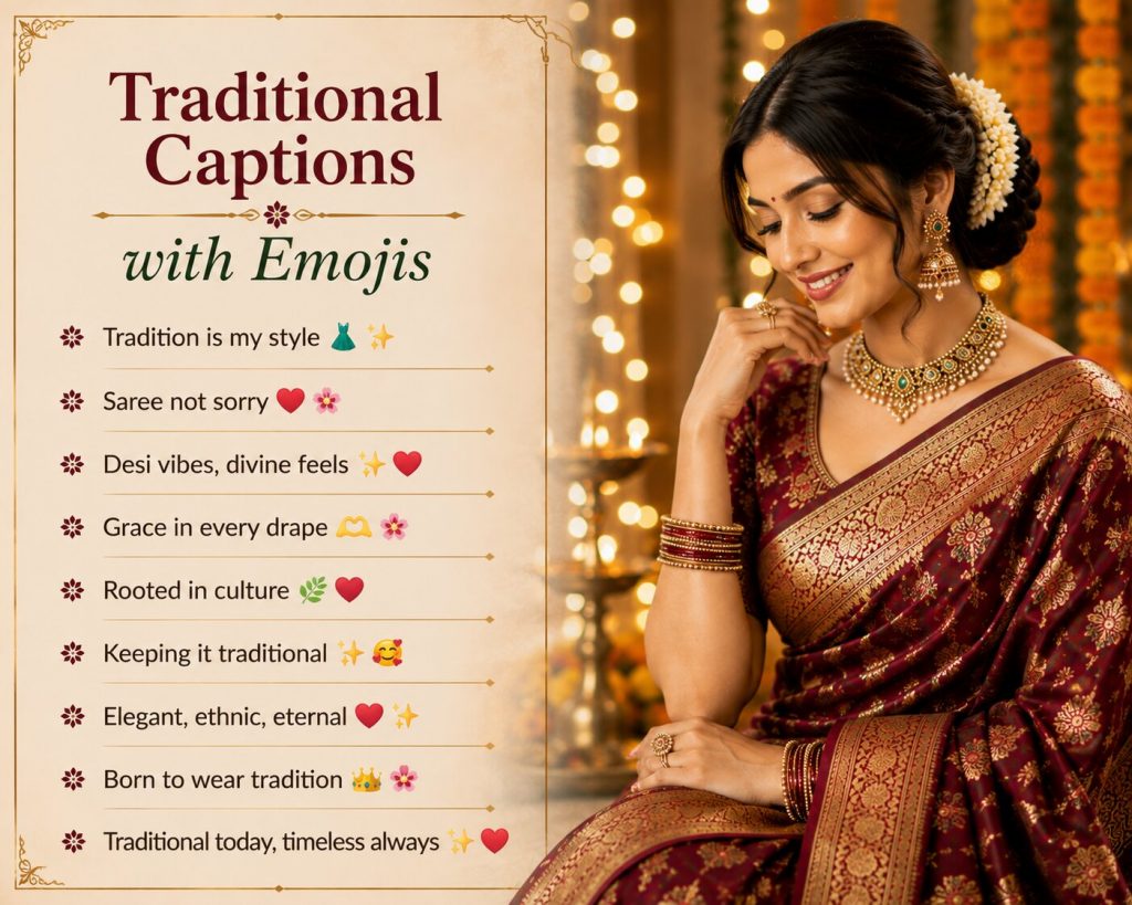 Traditional Captions with Emojis ✨🌸❤️