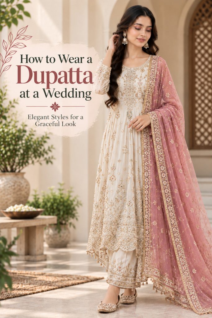how to wear duppata wedding