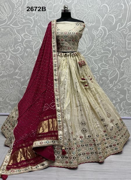 2672 A and B by Anjani Art Pure Gadhwal silk Wear Lehenga Choli Wholesale In India