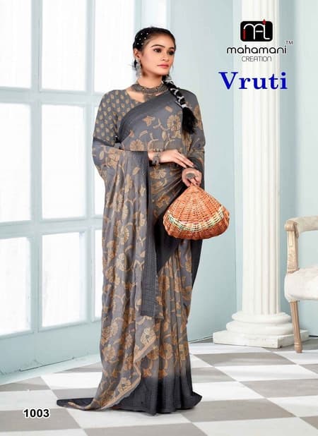 Vruti 1001 To 1006 By Mahamani Creation Foil Print Saree Wholesale Shop In Surat
