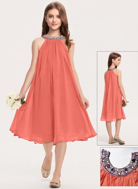 Peach Colour Aaina Designer Wholesale Girls Wear Catalog Aaina 1
