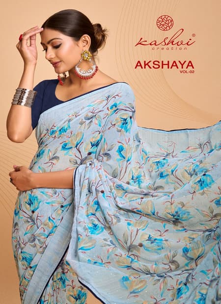 Akshaya Vol 2 By Kashvi Swarovski Work Weightless Printed Sarees Wholesale Market In Surat
