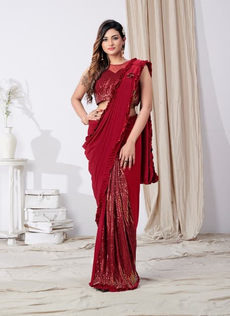 Amoha 101790 Ready To Wear Imported Lycra Desginer Party Saree Wholesale Clothing Suppliers in India