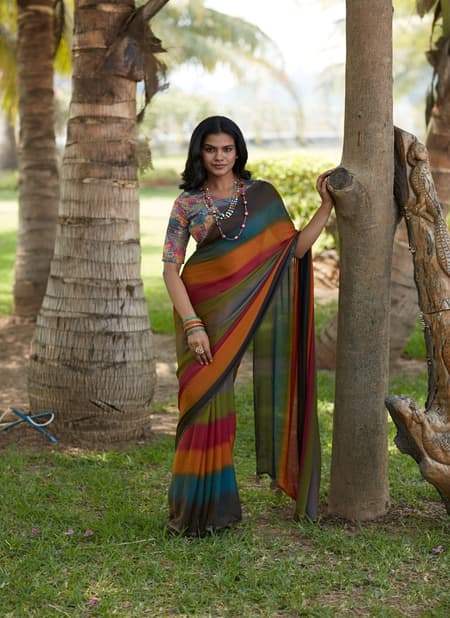 AN 21 To 25 Bollywood Style 3D Printed Velvet Chiffon Saree Wholesale In Delhi