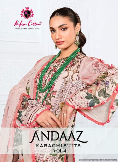 Andaaz Vol 4 By Nafisa Printed Karachi Cotton Dress Material Wholesale Price In Surat
