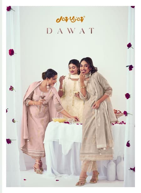 Dawat By Jay Vijay Digital Printed Embroidery Pure Cotton Salwar Suits Wholesale Market In Surat
