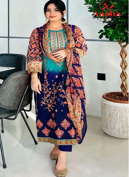 Harsha Vol 4 By Aasha Embroidery Cotton Dupatta Pakistani Suits Wholesale Market In Surat
