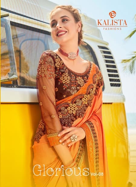Kalista Glorious 8 Latest Fancy Designer Wedding Wear Vichitra Silk Heavy Embroidered Saree Collection
