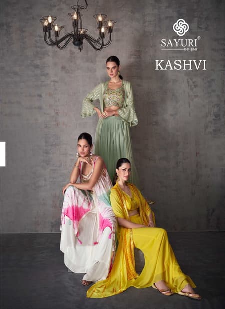 Kashvi By Sayuri Real Georgette Party Wear Indo Western Lehenga Wholesale Shop In Surat
