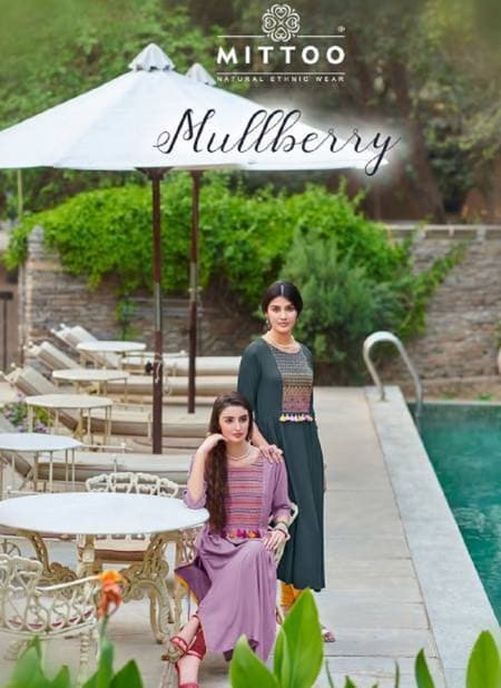 Mittoo Mullberry Heavy Rayon Embroidery Kurti Catalog
