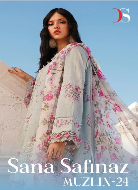 Sana Sufinaz Muzlin 24 By Deepsy Cotton Embroidered Wholesale Pakistani Suit
