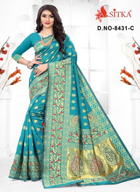 Sargam 8431 Latest Heavy Designer Wedding Wear Handloom Cotton Silk Designer Saree Collection 