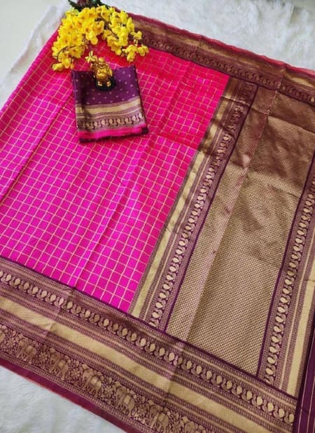 SF 460 Checks Design Lichi Silk Designer Sarees Wholesale Price In Surat 