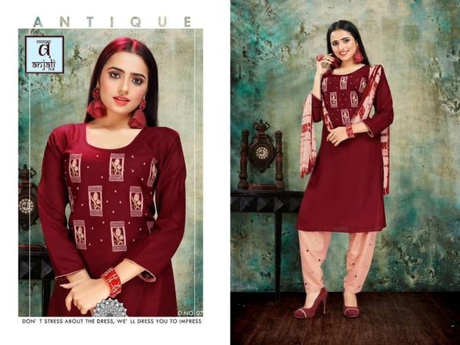 Anjali Aishwariya 3 Latest Designer Pant Style Ready Made Dress Collection With Embroidery Work 