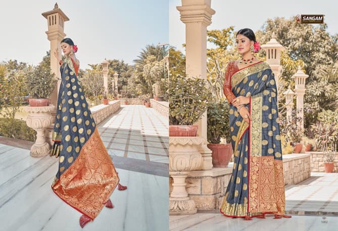 SANGAM VIRANGANA Latest Fancy Designer Party Wear Pure Silk Saree Collection