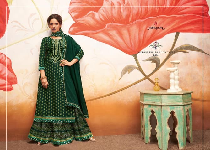 Rangoon Kessi Fabrics has launched Natraj Heavy Rayon with Print Work Top and Lehenga Collections