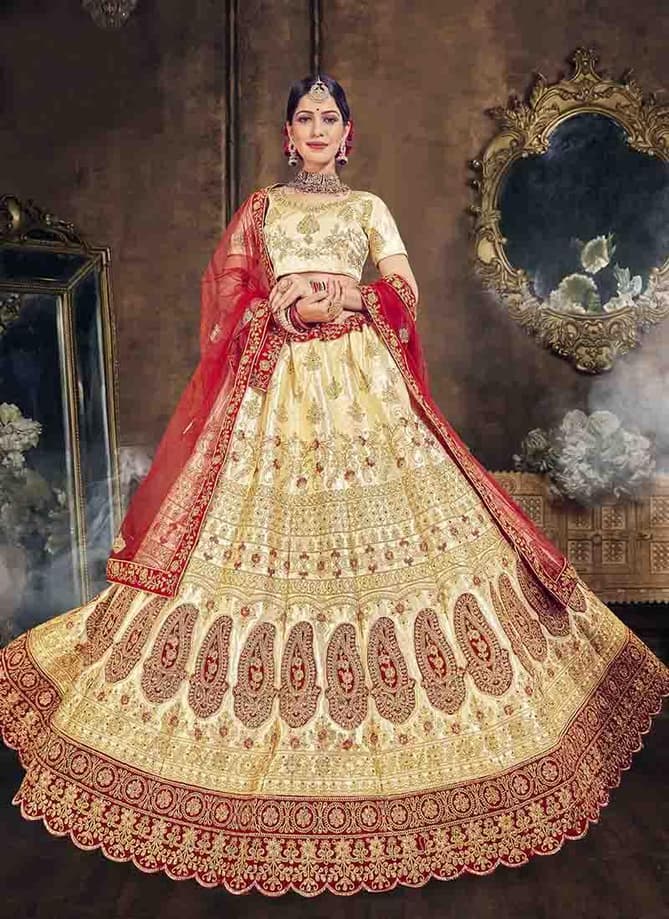 Latest Traditional Bridal Designer Lehenga Choli Collection With Full Net four Sided Bordered Dupatta   