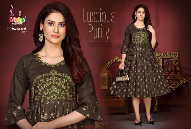 Maira Numaish 22 Floral Latest Designer Ethnic Wear Printed With Embroidery Work Anarkali Kurtis Collection
