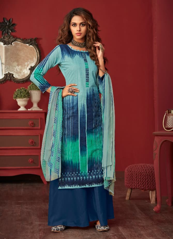 Digital Printed Daily Wear New Fancy Pure Cotton Palazzo Suits Collection